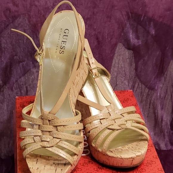 GUESS Leather Wedges Tan (size 8.5M) - Picture 2 of 3
